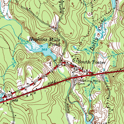 Topographic Map of Hopkins Mill Historic District, RI