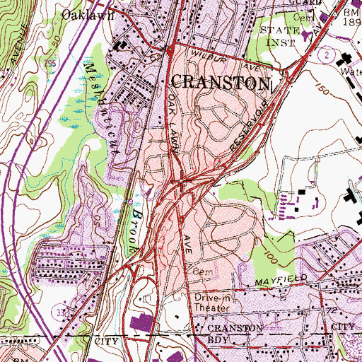 Topographic Map of Interchange 1, RI