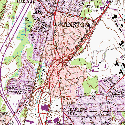 Topographic Map of Interchange 12, RI