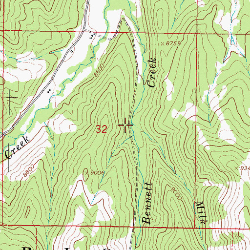 Topographic Map of Milk Creek, CO