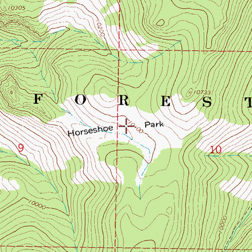 Topographic Map of Horseshoe Park, CO