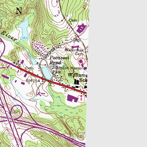 Topographic Map of Johnston Memorial Park, RI
