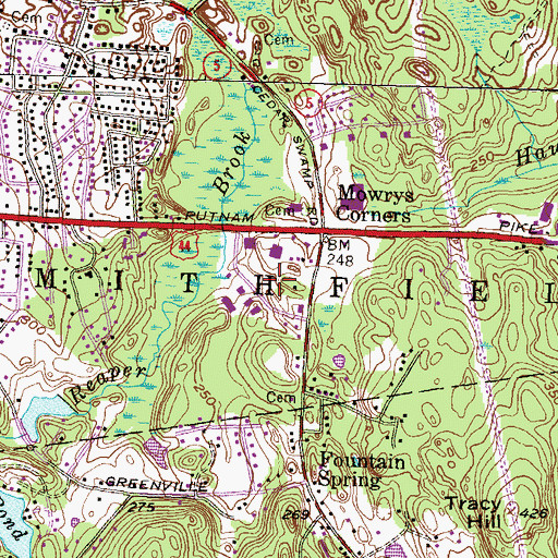 Topographic Map of Johnston Plaza Shopping Center, RI