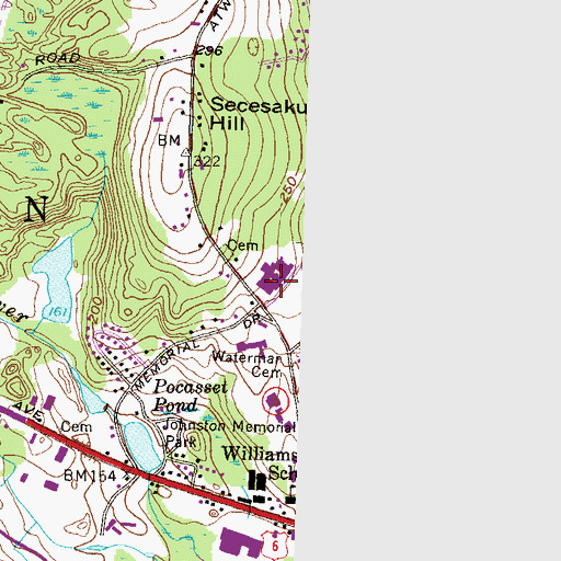 Topographic Map of Johnston Senior High School, RI
