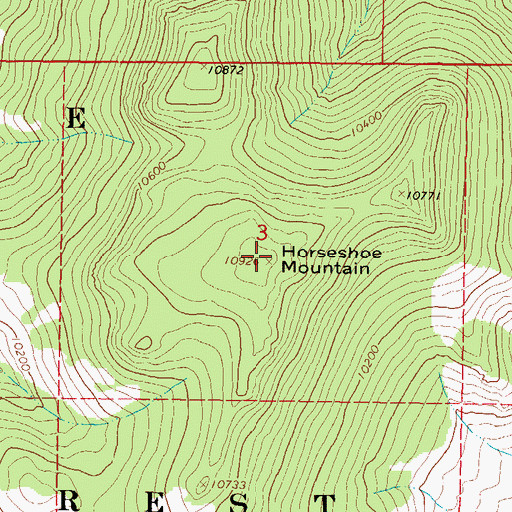 Topographic Map of Horseshoe Mountain, CO