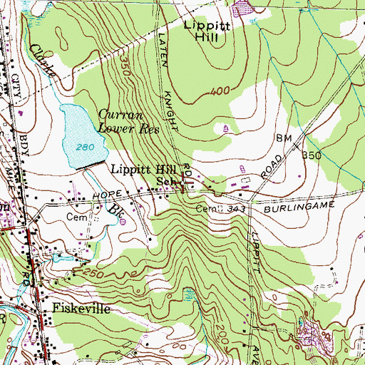 Topographic Map of Lippitt Hill School, RI