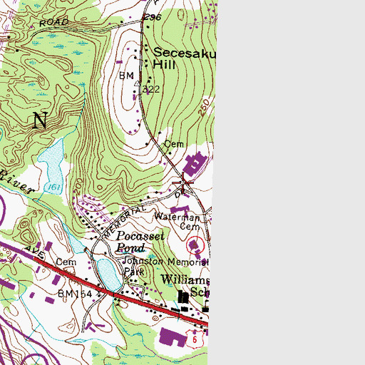 Topographic Map of Marian J Mohr Memorial Library, RI