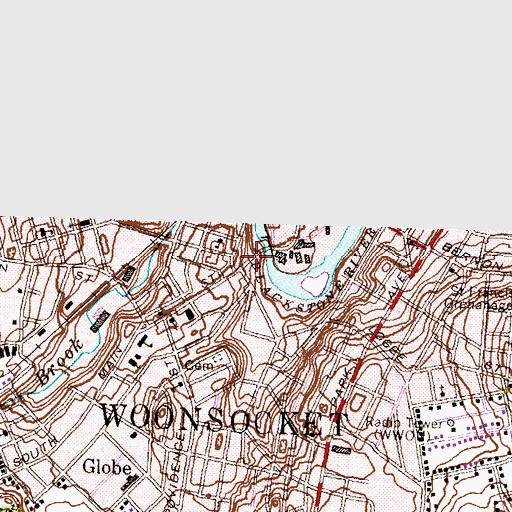 Topographic Map of Market Square, RI