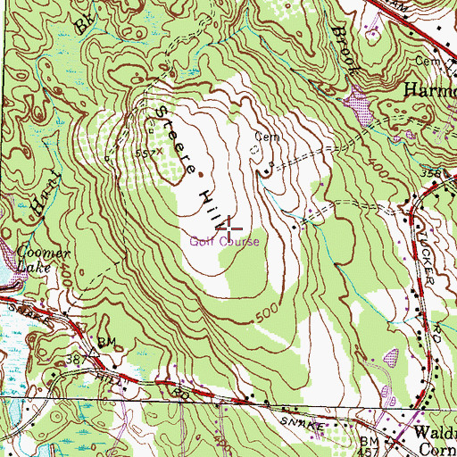 Topographic Map of Melody Hill Golf Course, RI