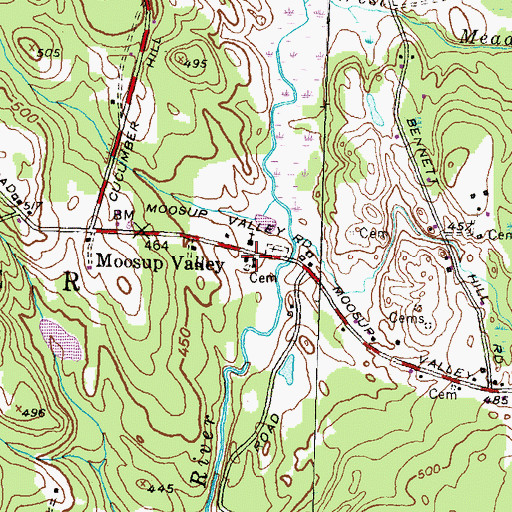 Topographic Map of Mooseup Valley Historic District, RI