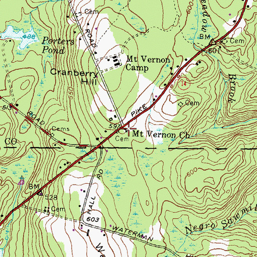 Topographic Map of Mount Vernon Church, RI