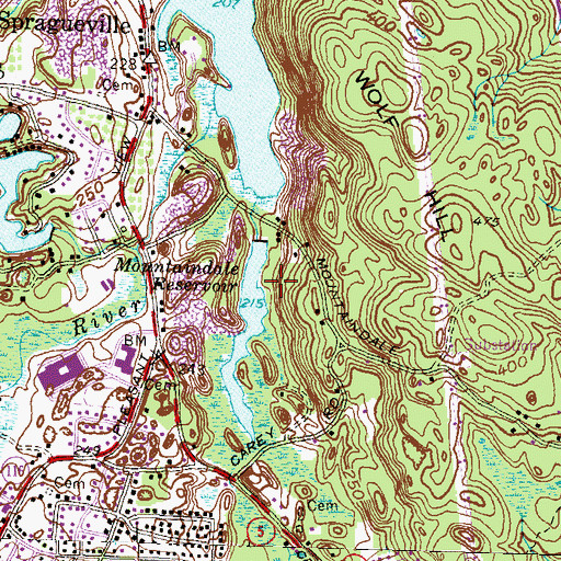 Topographic Map of Mountaindale Beach, RI