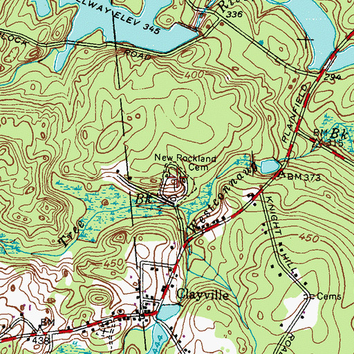Topographic Map of New Rockland Cemetery, RI