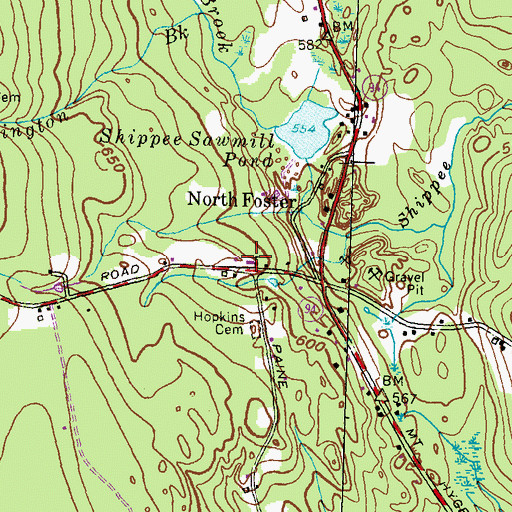 Topographic Map of North Foster Baptist Church, RI