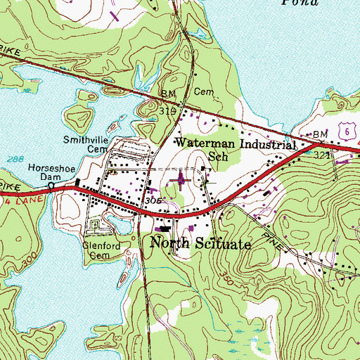 Topographic Map of North Scituate Elementary School, RI