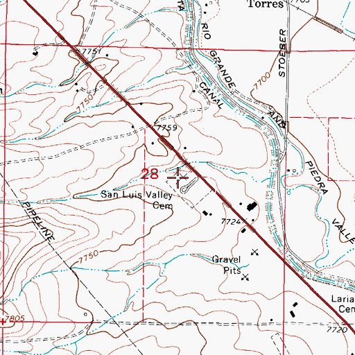 Topographic Map of San Luis Valley Cemetery, CO