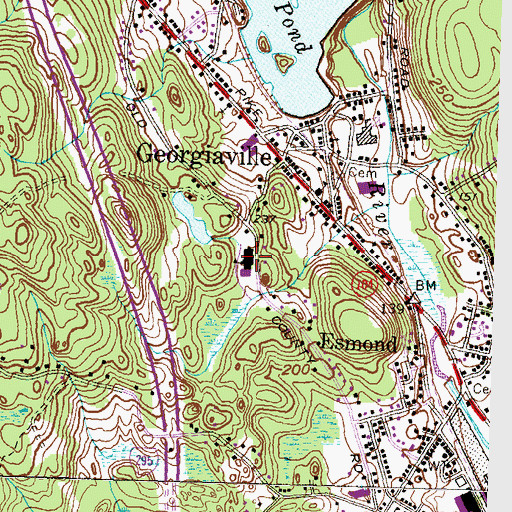 Topographic Map of Old Country Road School, RI