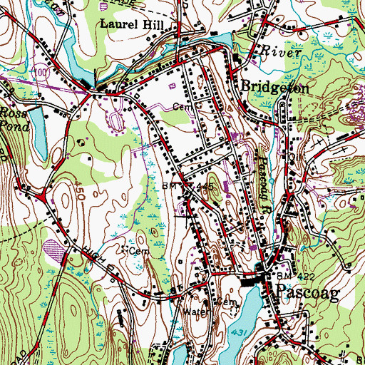 Topographic Map of Pascoag Community Baptist Church, RI