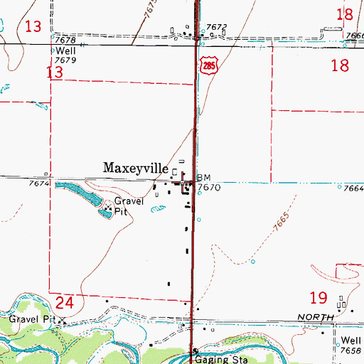 Topographic Map of Maxeyville, CO