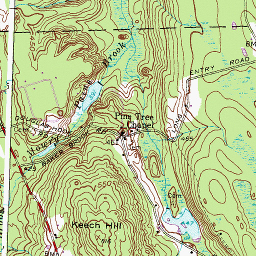 Topographic Map of Pine Tree Chapel, RI
