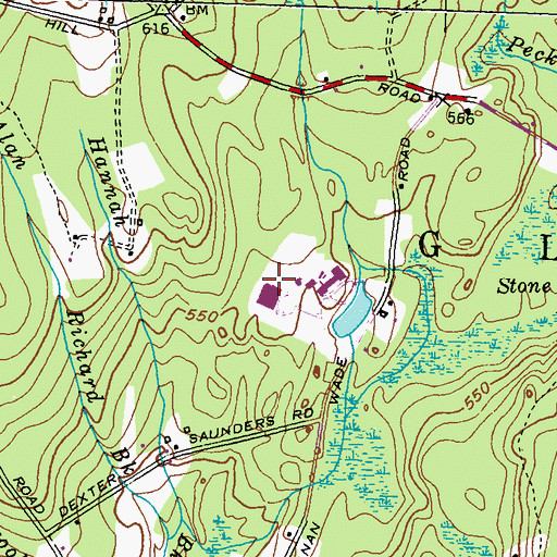 Topographic Map of Ponaganset Middle School, RI