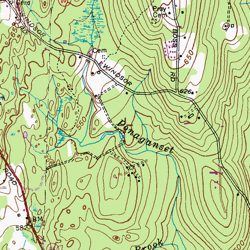 Topographic Map of Ponagansett Public Fishing Area, RI