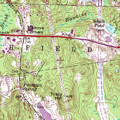 Topographic Map of Powder Mill Ledges Wildlife Refuge, RI