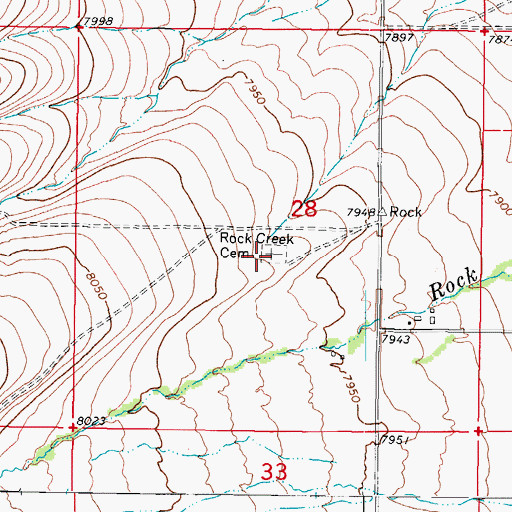Topographic Map of Rock Creek Cemetery, CO