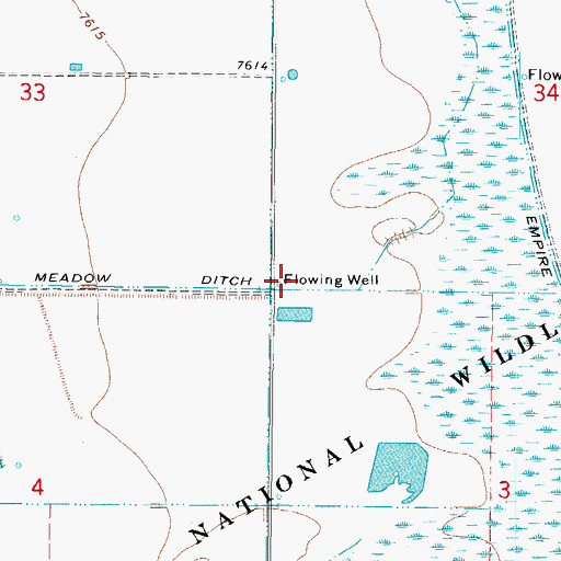 Topographic Map of Monte Vista National Wildlife Refuge, CO