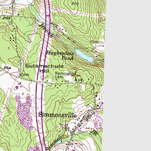 Topographic Map of Remington Lot Johnston Historical Cemetery 31, RI