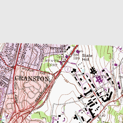 Topographic Map of Rhode Island State Hospital, RI