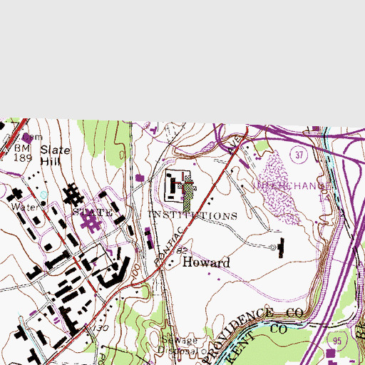 Topographic Map of Rhode Island Department of Corrections Maximum Security Facility, RI