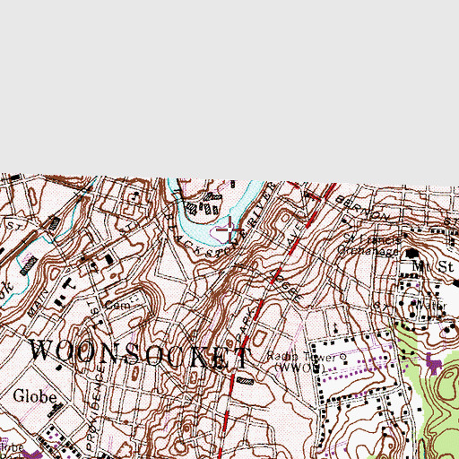 Topographic Map of River Island Park, RI