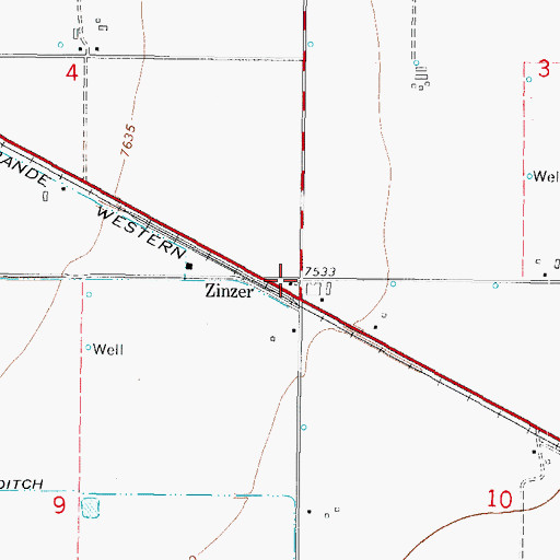 Topographic Map of Zinzer, CO