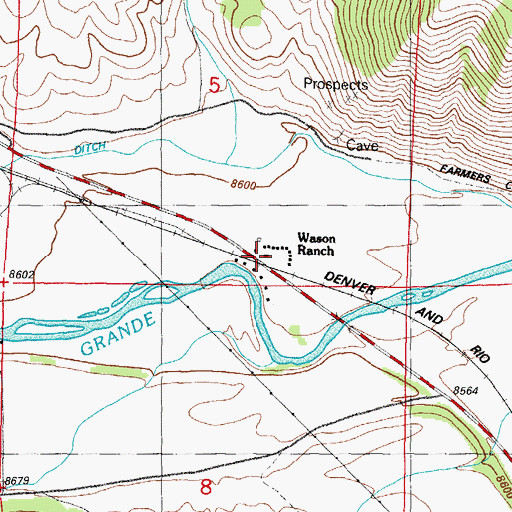 Topographic Map of Wason Ranch, CO