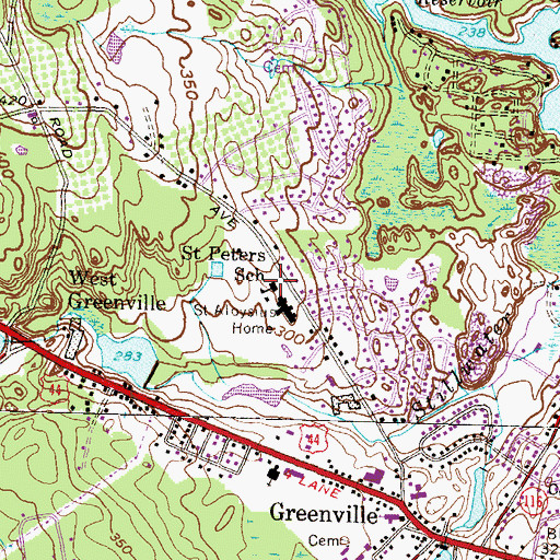 Topographic Map of Saint Peters School, RI