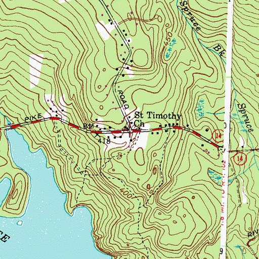 Topographic Map of Saint Timothy Church, RI