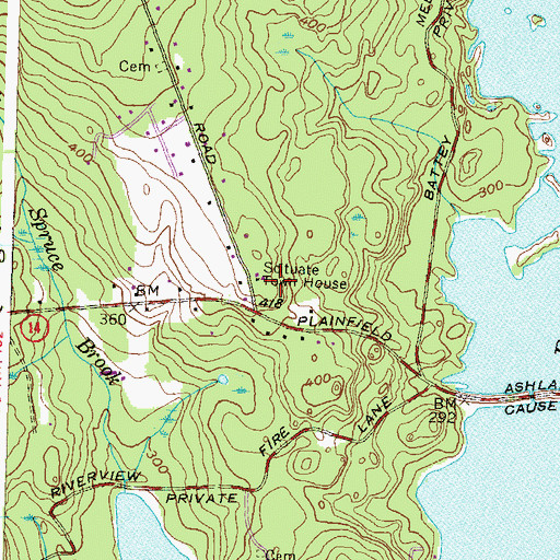 Topographic Map of Scituate Town House, RI
