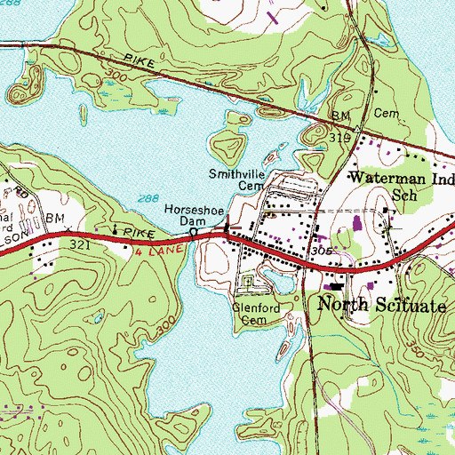 Topographic Map of Scituate Town Hall, RI