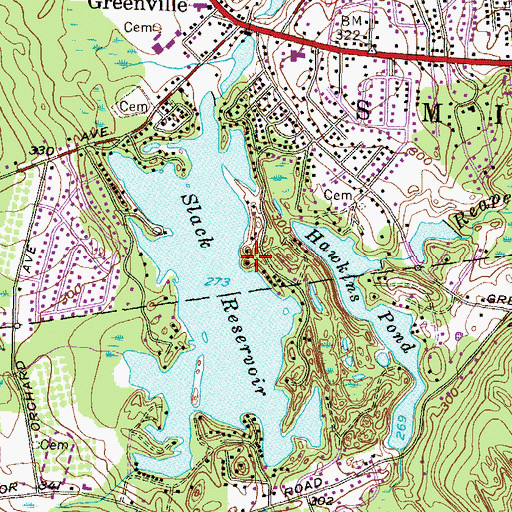 Topographic Map of Slacks Pond Beach, RI
