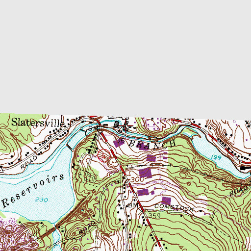 Topographic Map of Slatersville Plaza Shopping Center, RI