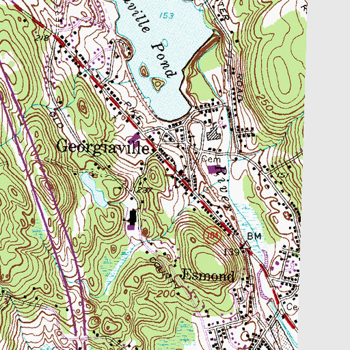 Topographic Map of Smithfield Town Hall, RI