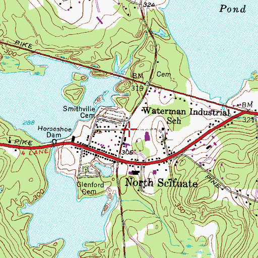 Topographic Map of Smithville Seminary, RI