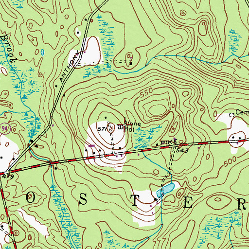 Topographic Map of Colonel Nathaniel Stone Lot Cemetery, RI