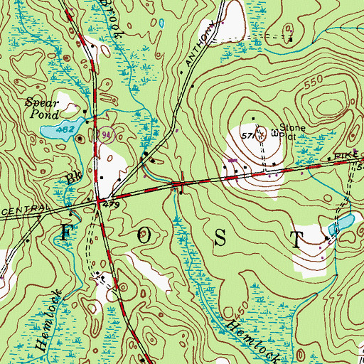 Topographic Map of Swamp Meadow Covered Bridge, RI