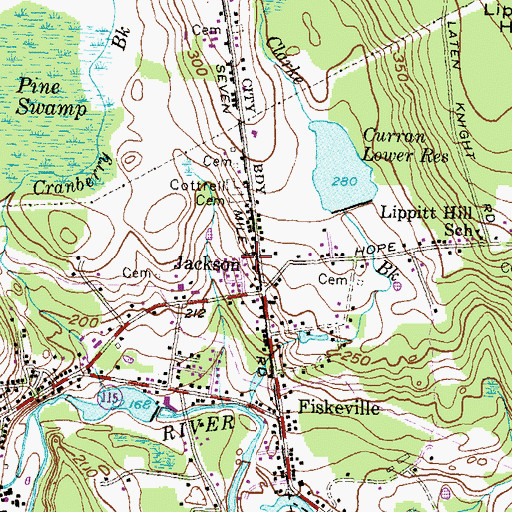 Topographic Map of Tabernacle Baptist Church, RI