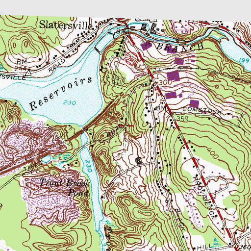 Topographic Map of Trout Brook Horse Farm, RI