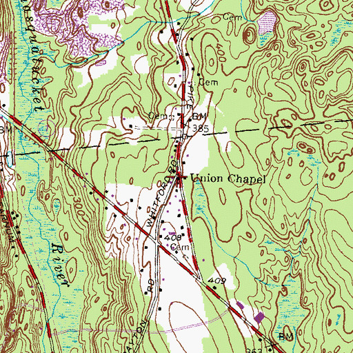 Topographic Map of Union Chapel, RI