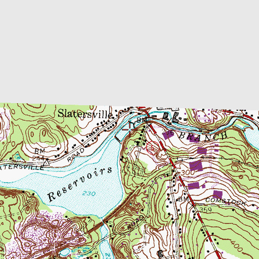 Topographic Map of Upper Slatersville Reservoir, RI