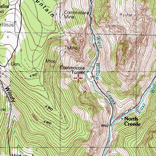 Topographic Map of Commodore Mine, CO